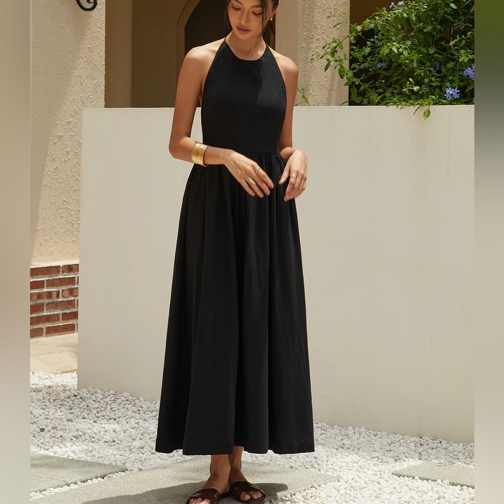 Commense Classic Black Halter Dress with sexy back